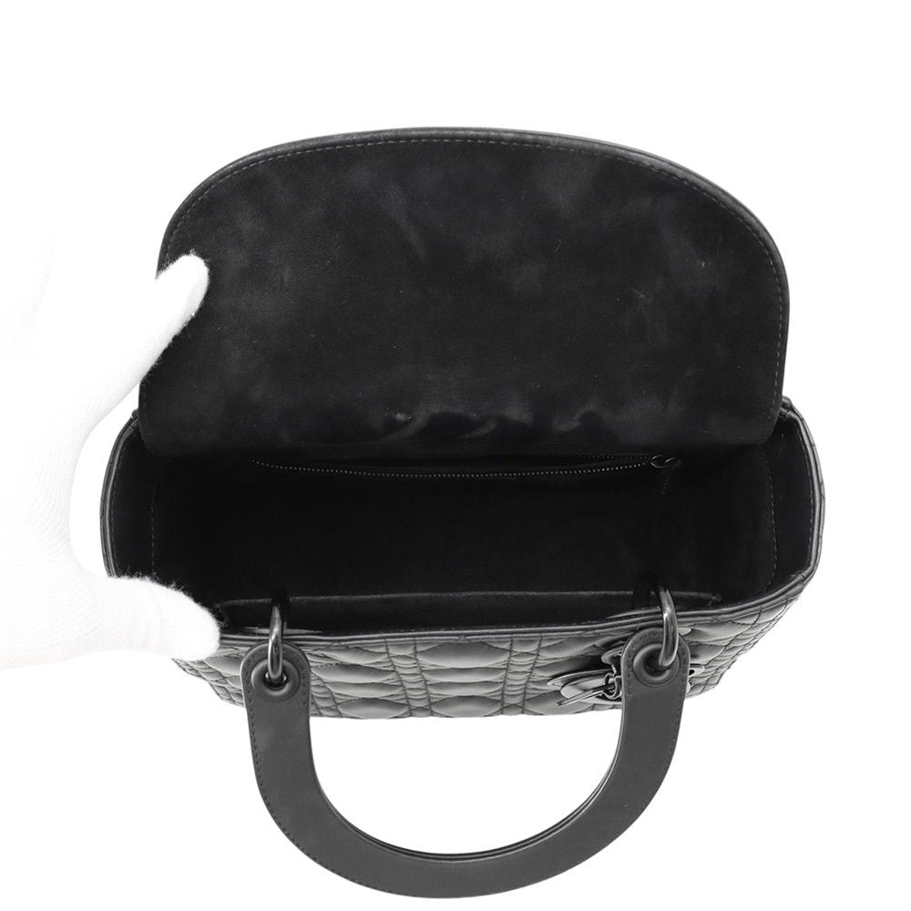 Dior Handbag Lady Cannage Medium Ultra Matte 2-Way Black — view 6