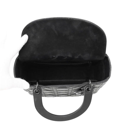 Dior Handbag Lady Cannage Medium Ultra Matte 2-Way Black — view 6