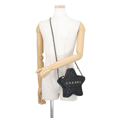 Chanel Chain Shoulder Bag Quilted CC Logo Star Lambskin Black — view 4