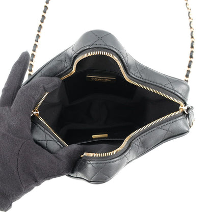 Chanel Chain Shoulder Bag Quilted CC Logo Star Lambskin Black — view 5