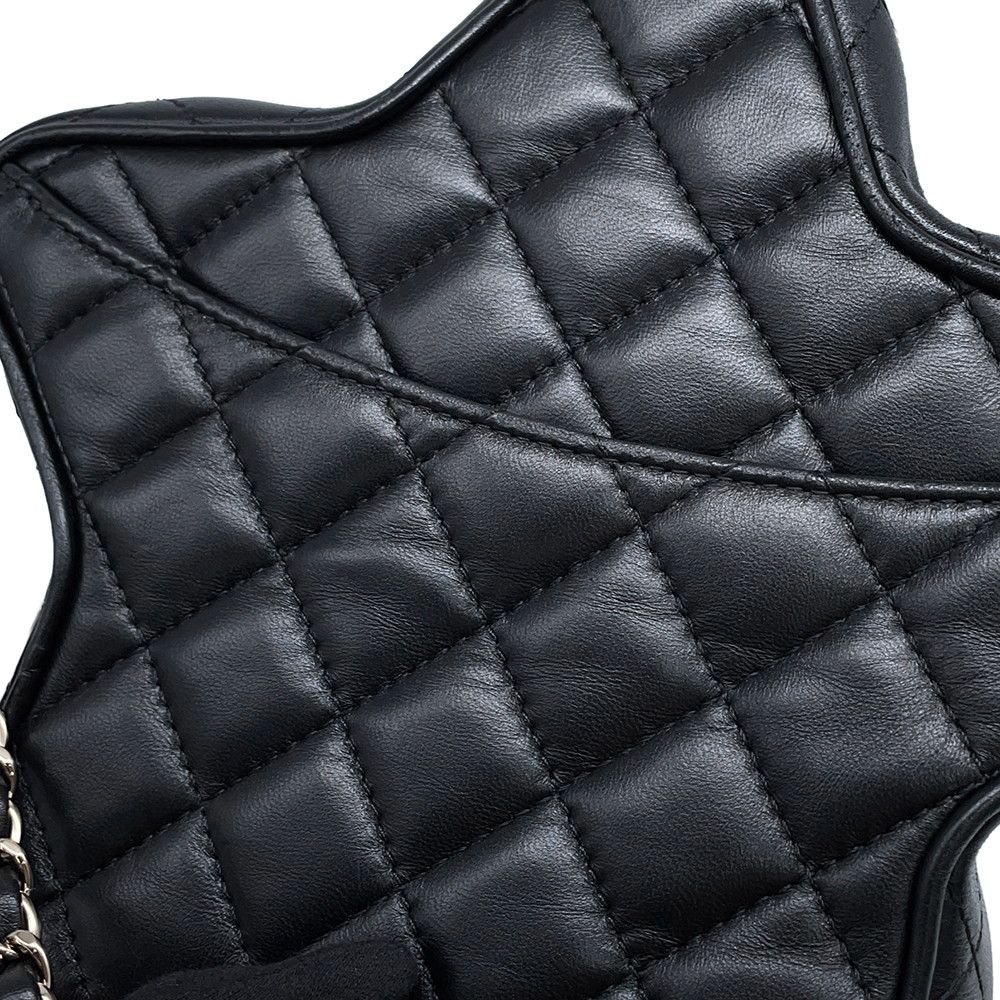 Chanel Chain Shoulder Bag Quilted CC Logo Star Lambskin Black — view 7