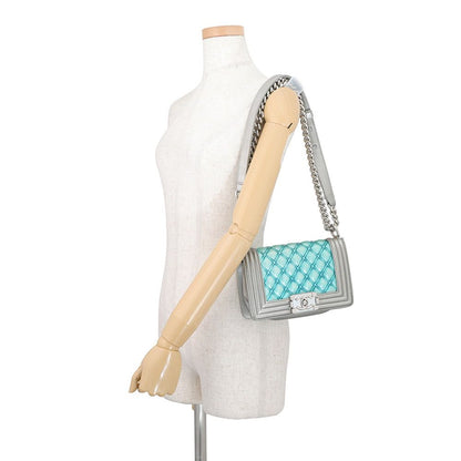 Chanel Chain Shoulder Bag Boy Small Quilted CC Logo Leather Patent — view 5