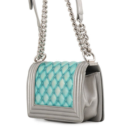 Chanel Chain Shoulder Bag Boy Small Quilted CC Logo Leather Patent — view 2