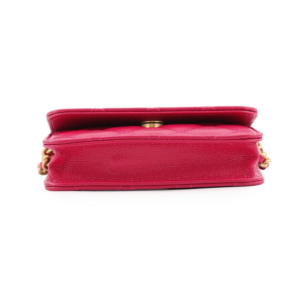 Chanel Chain Shoulder Bag Mini CC Logo Caviar Leather — view 3