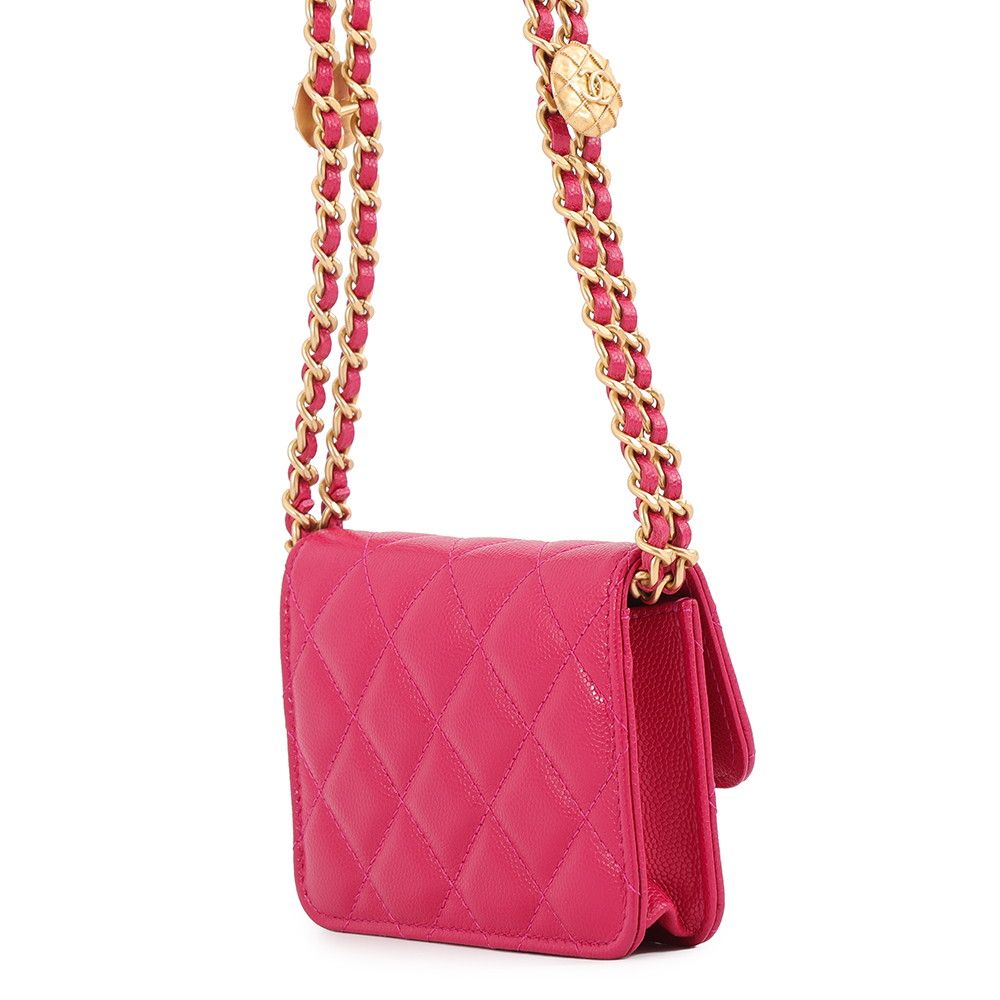Chanel Chain Shoulder Bag Mini CC Logo Caviar Leather — view 2