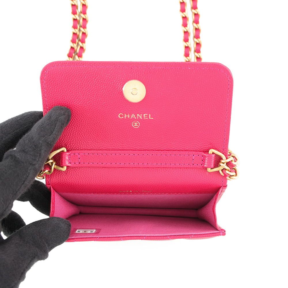 Chanel Chain Shoulder Bag Mini CC Logo Caviar Leather — view 5
