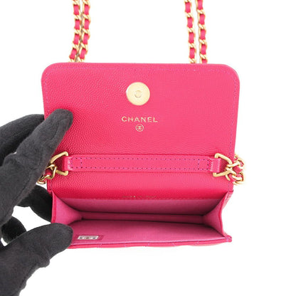 Chanel Chain Shoulder Bag Mini CC Logo Caviar Leather — view 5