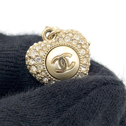 Chanel Earrings CC Logo Heart Rhinestone Faux Pearl — view 7