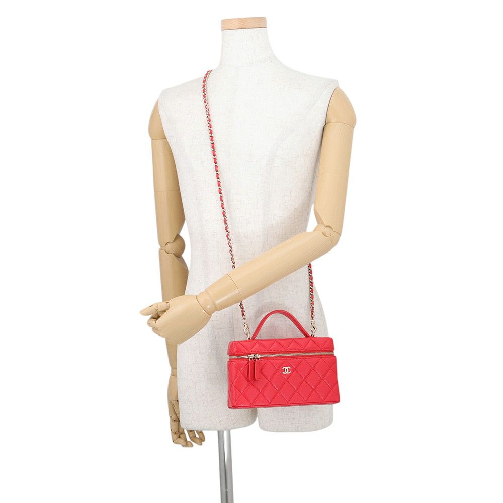 Chanel Chain Shoulder Bag Quilted Vanity CC Logo Caviar Leather 2-Way — view 5