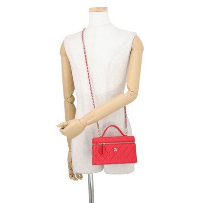 Chanel Chain Shoulder Bag Quilted Vanity CC Logo Caviar Leather 2-Way — view 5