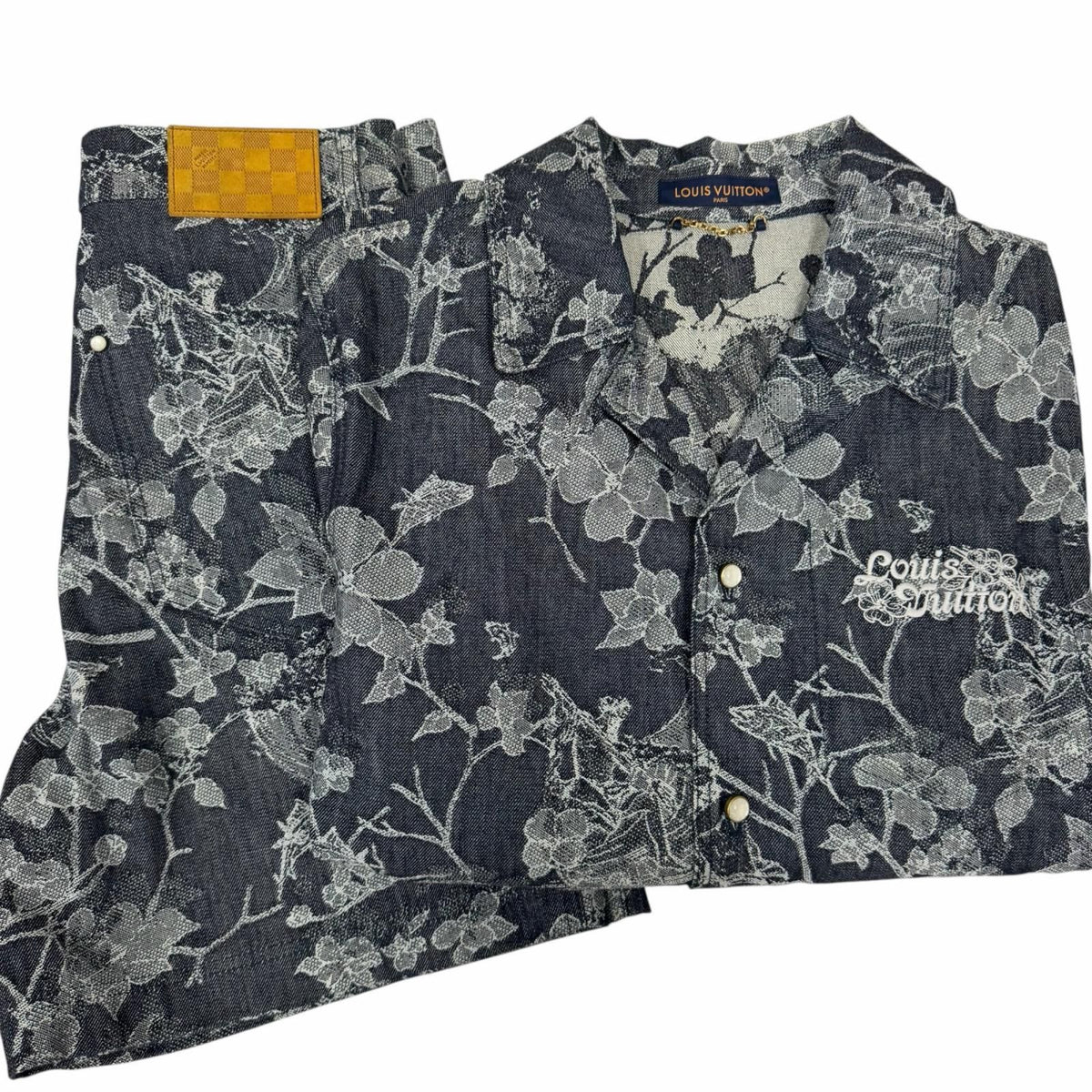 Louis Vuitton Floral Jacquard Denim Set Indigo Blue 30 M