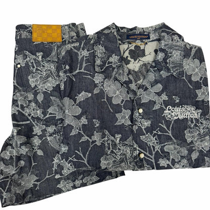 Louis Vuitton Floral Jacquard Denim Set Indigo Blue 30 M