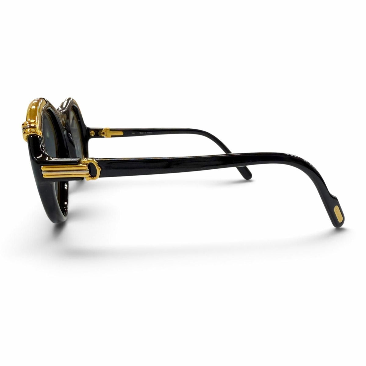 Cartier Vintage Diabolo Logo Eyewear Sunglasses Black Gold Non Prescription — view 4