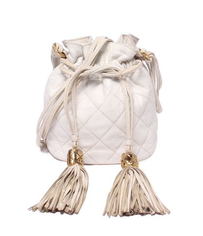 Chanel Shoulder Bag Crossbody Gold Drawstring Quilted