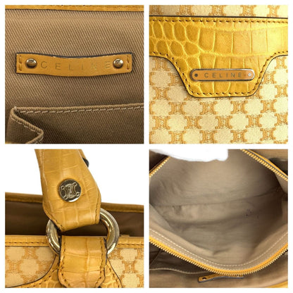 Celine Macadam Tote Bag Yellow Canvas Leather — view 3