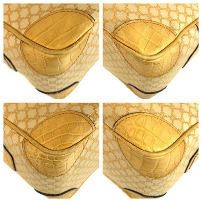Celine Macadam Tote Bag Yellow Canvas Leather — view 4