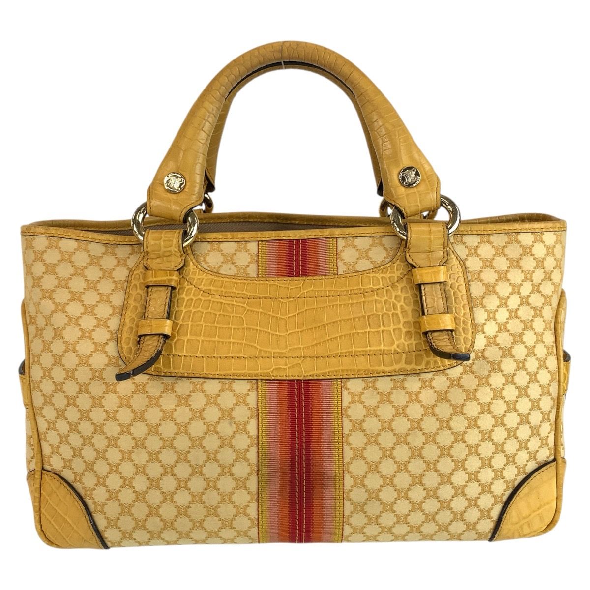 Celine Macadam Tote Bag Yellow Canvas Leather — view 2