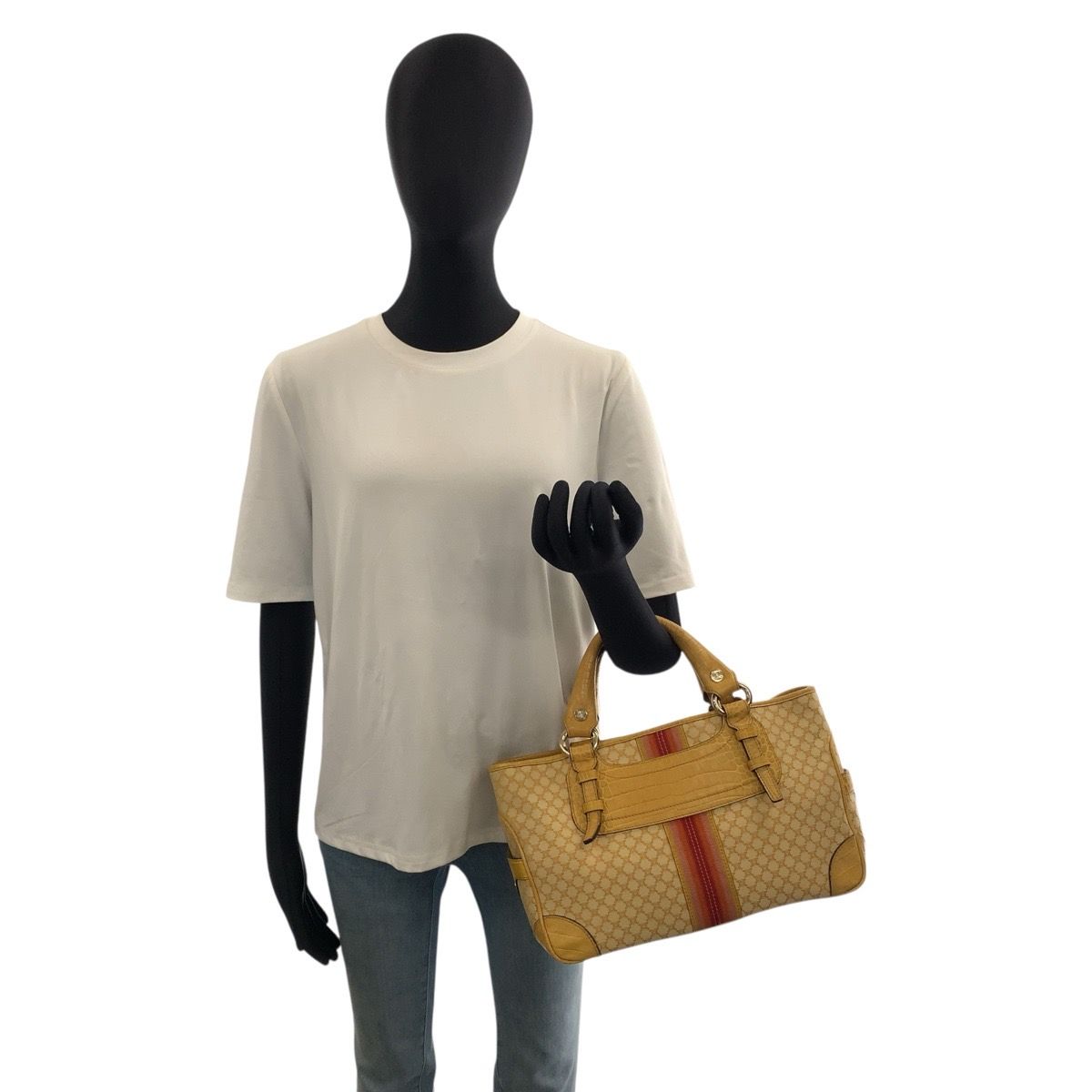 Celine Macadam Tote Bag Yellow Canvas Leather — view 7