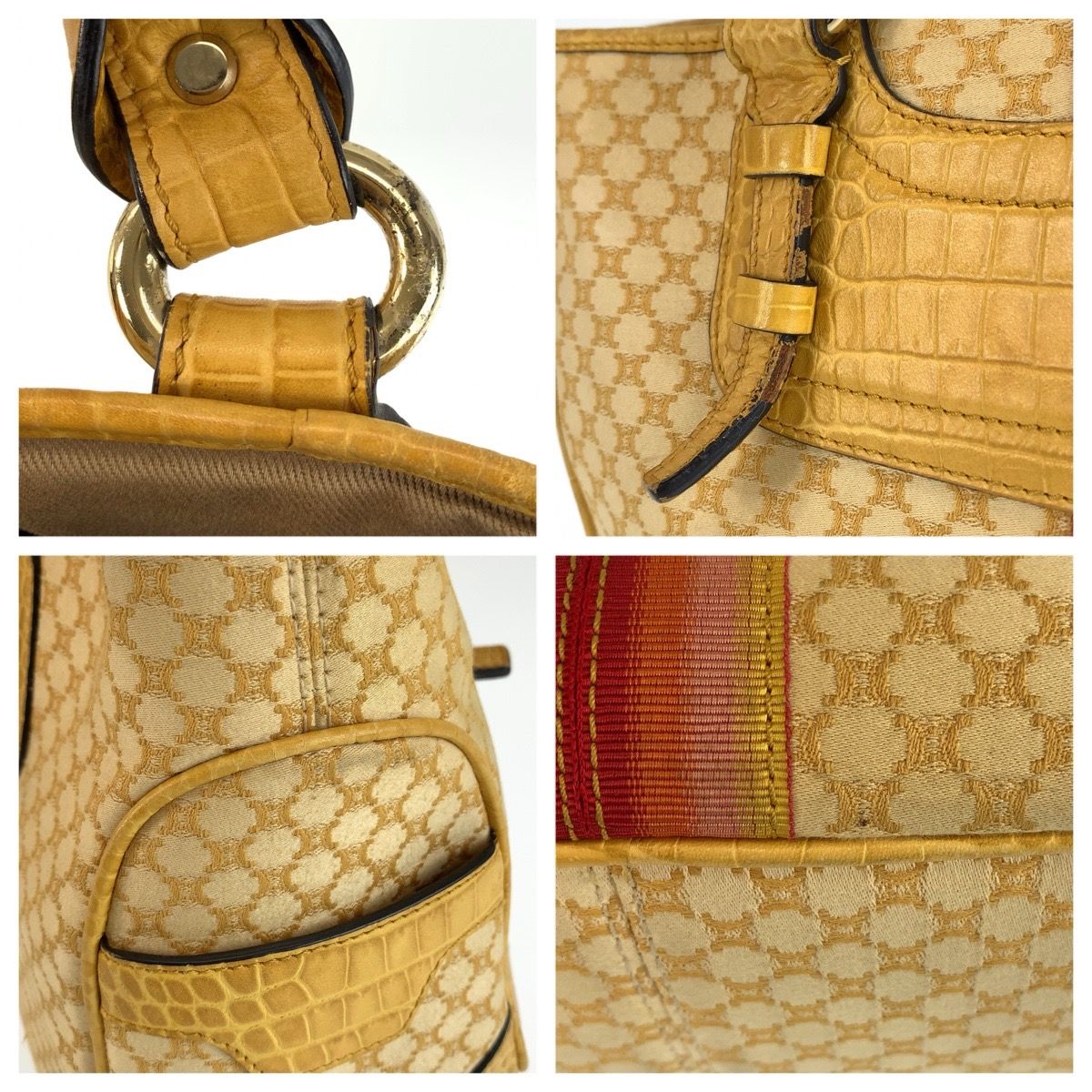 Celine Macadam Tote Bag Yellow Canvas Leather — view 5