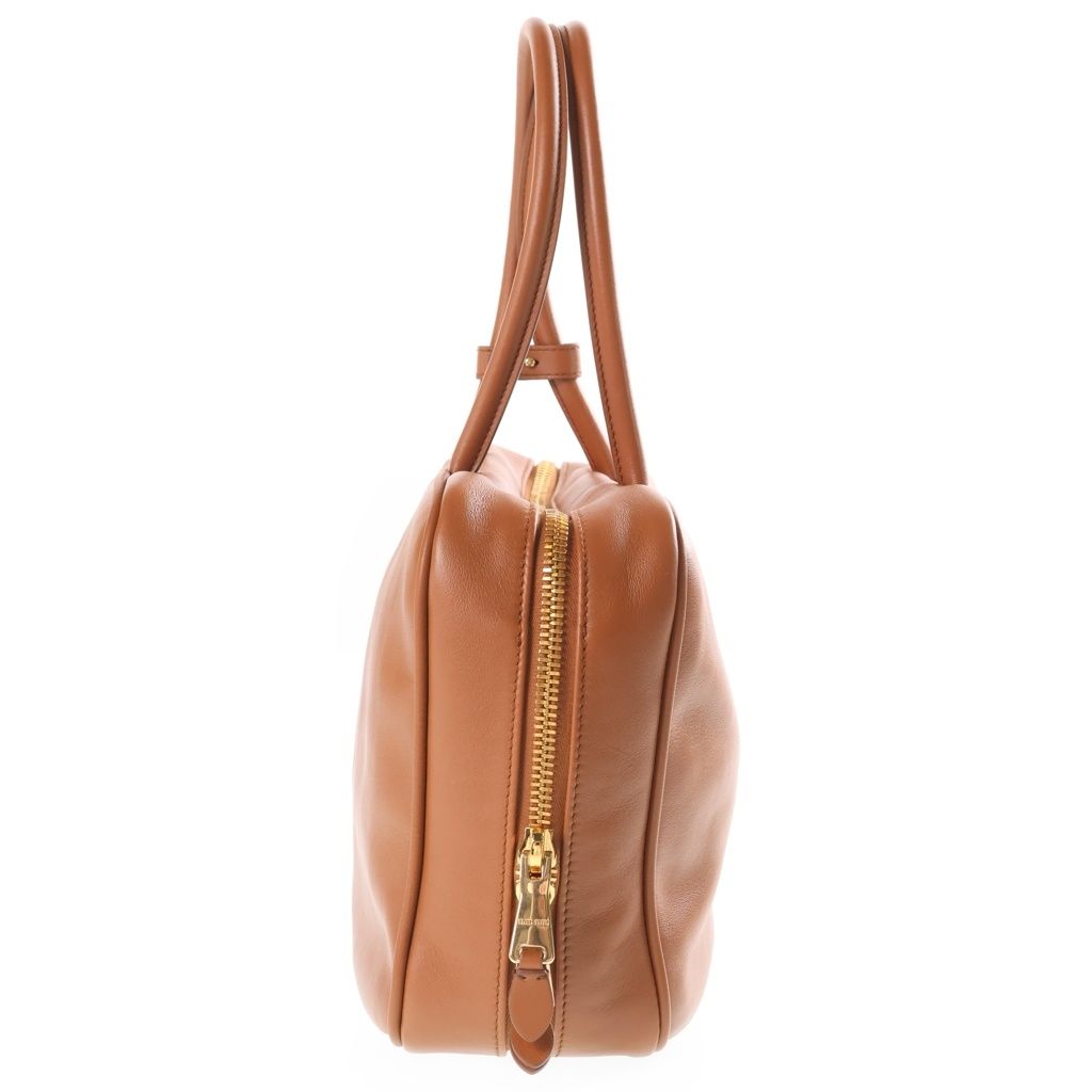 Miu Miu Leather Bow Handbag Brown Gold — view 3