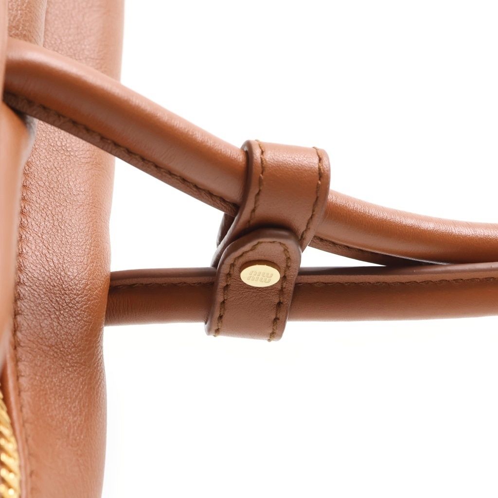 Miu Miu Leather Bow Handbag Brown Gold — view 7