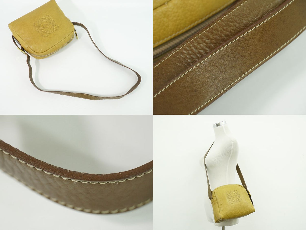 Loewe Anagram Shoulder Bag Pochette Leather Yellow — view 6