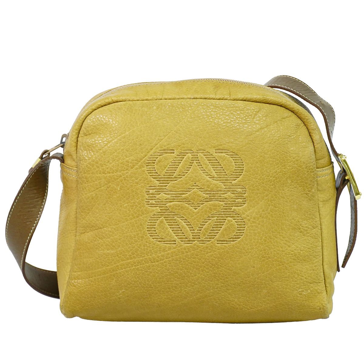 Loewe Anagram Shoulder Bag Pochette Leather Yellow