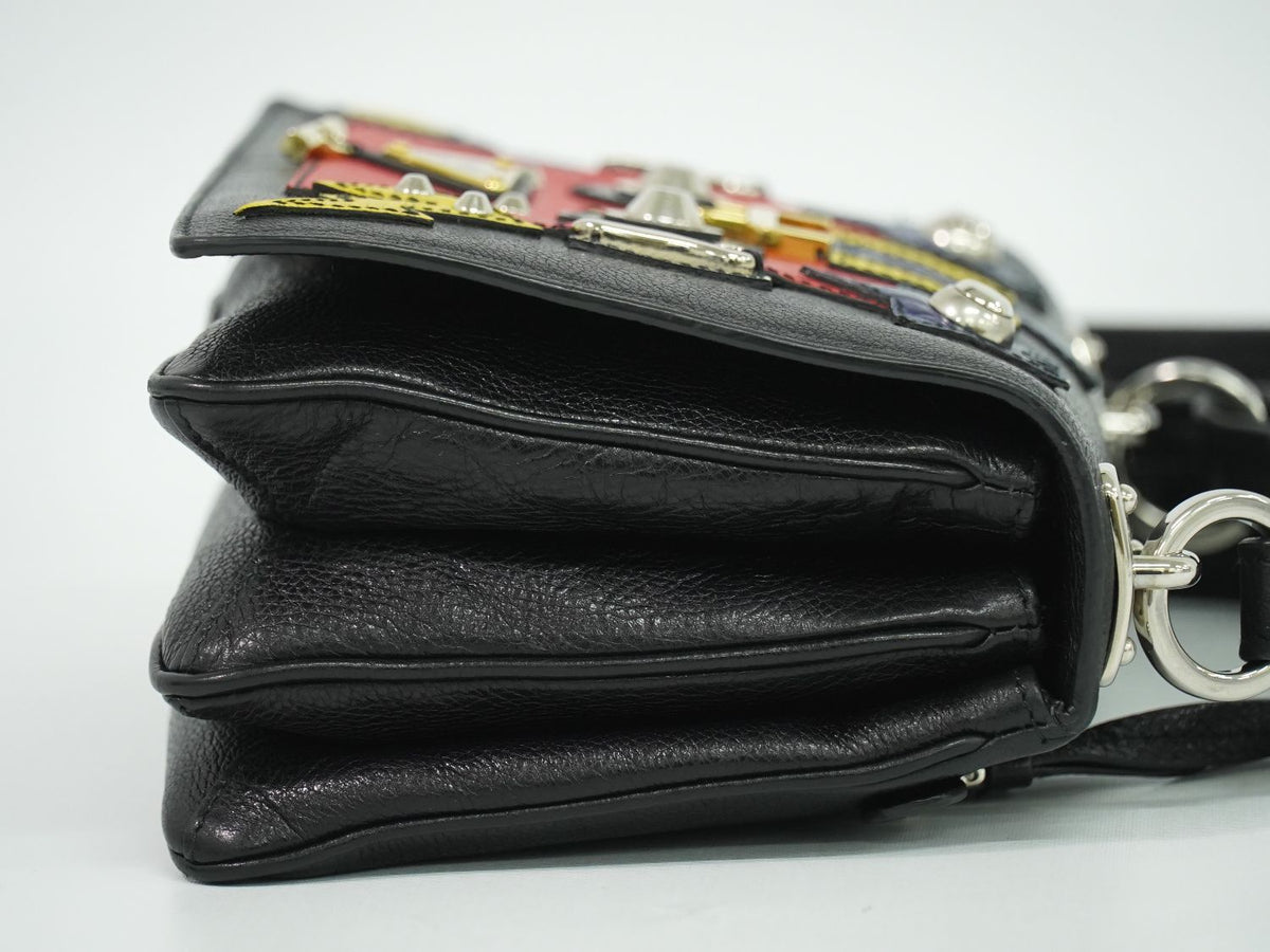 Prada Robot Collection Shoulder Bag Pochette Leather Black Multicolor — view 4