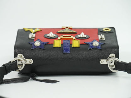 Prada Robot Collection Shoulder Bag Pochette Leather Black Multicolor — view 5