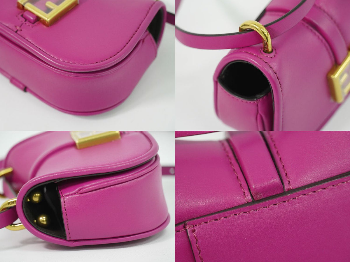 Fendi Camon Nano Shoulder Bag Pochette Leather Pink C'mon — view 7