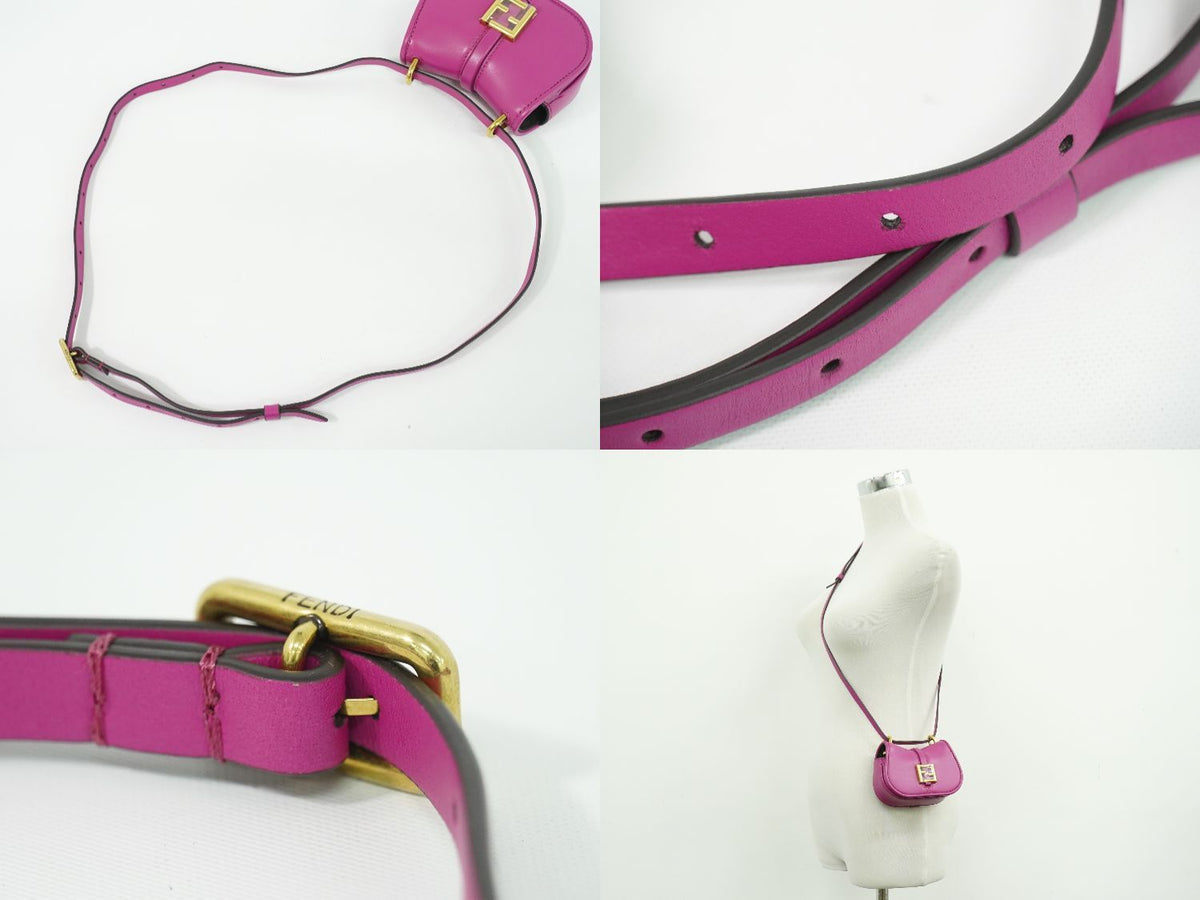 Fendi Camon Nano Shoulder Bag Pochette Leather Pink C'mon — view 6