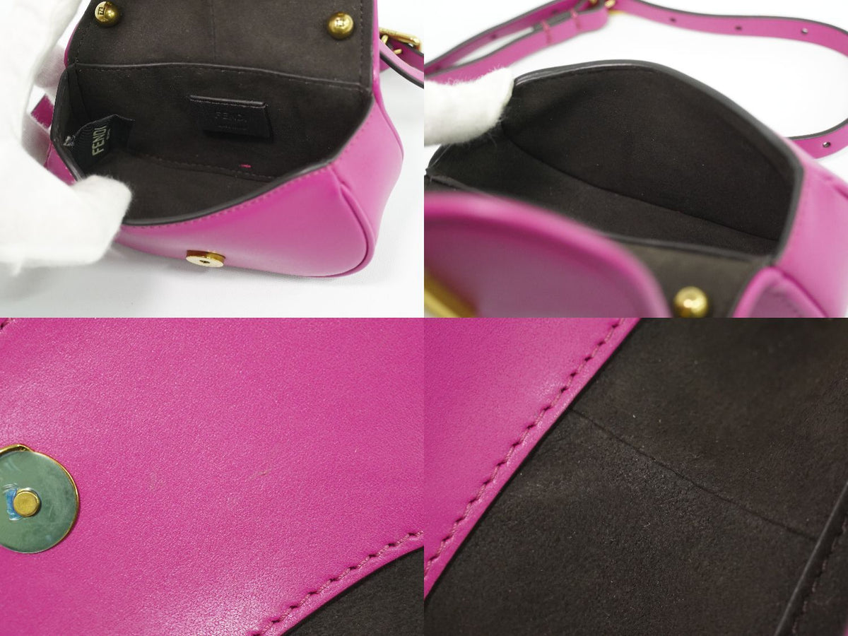 Fendi Camon Nano Shoulder Bag Pochette Leather Pink C'mon — view 8