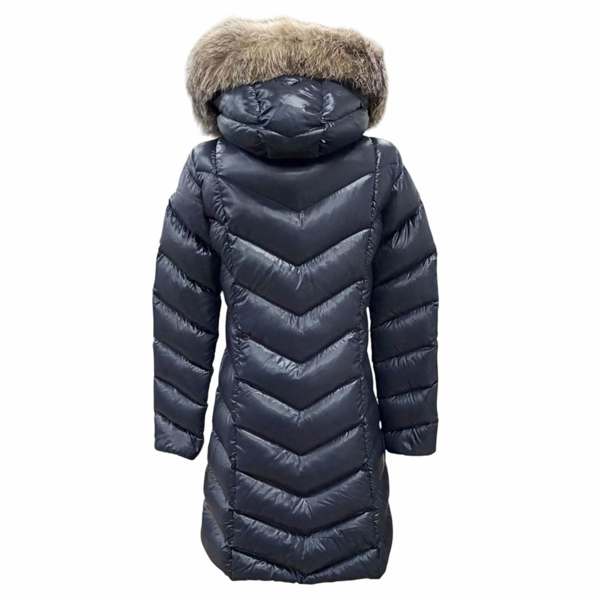 Moncler Fulmarus Logo Patch Fur Hooded Down Coat Navy — view 4