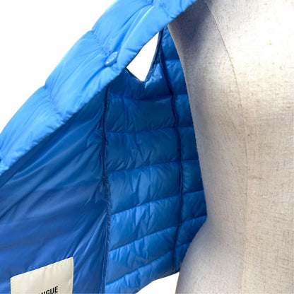 Moncler Liane Gilet Logo Patch Button Pocket Double Down Vest Blue — view 5