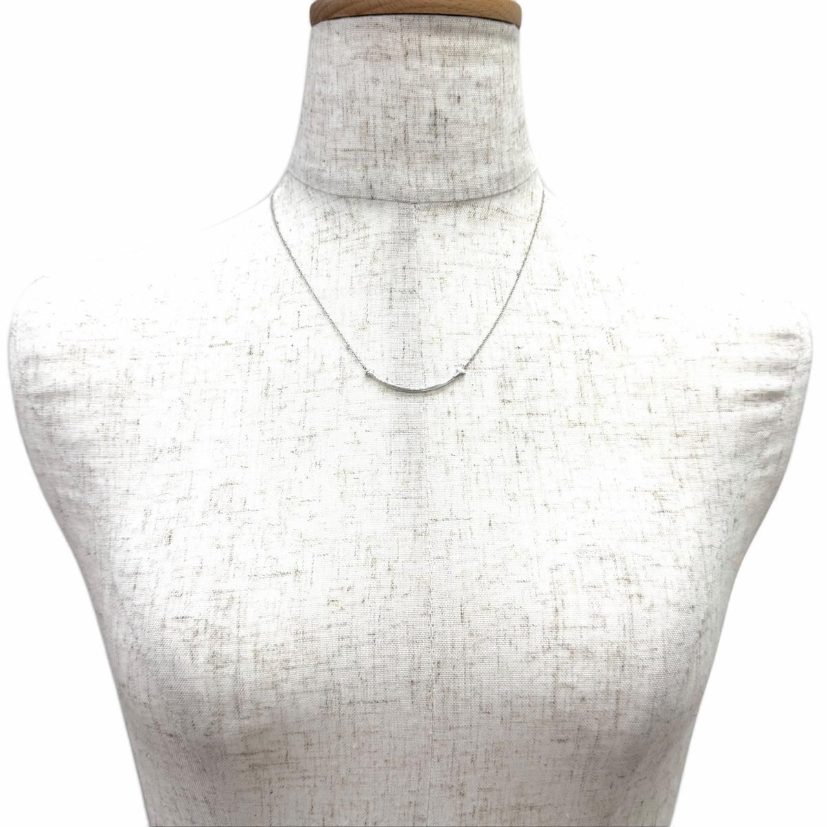 Tiffany & Co T Smile Small Chain Necklace White Gold — view 2