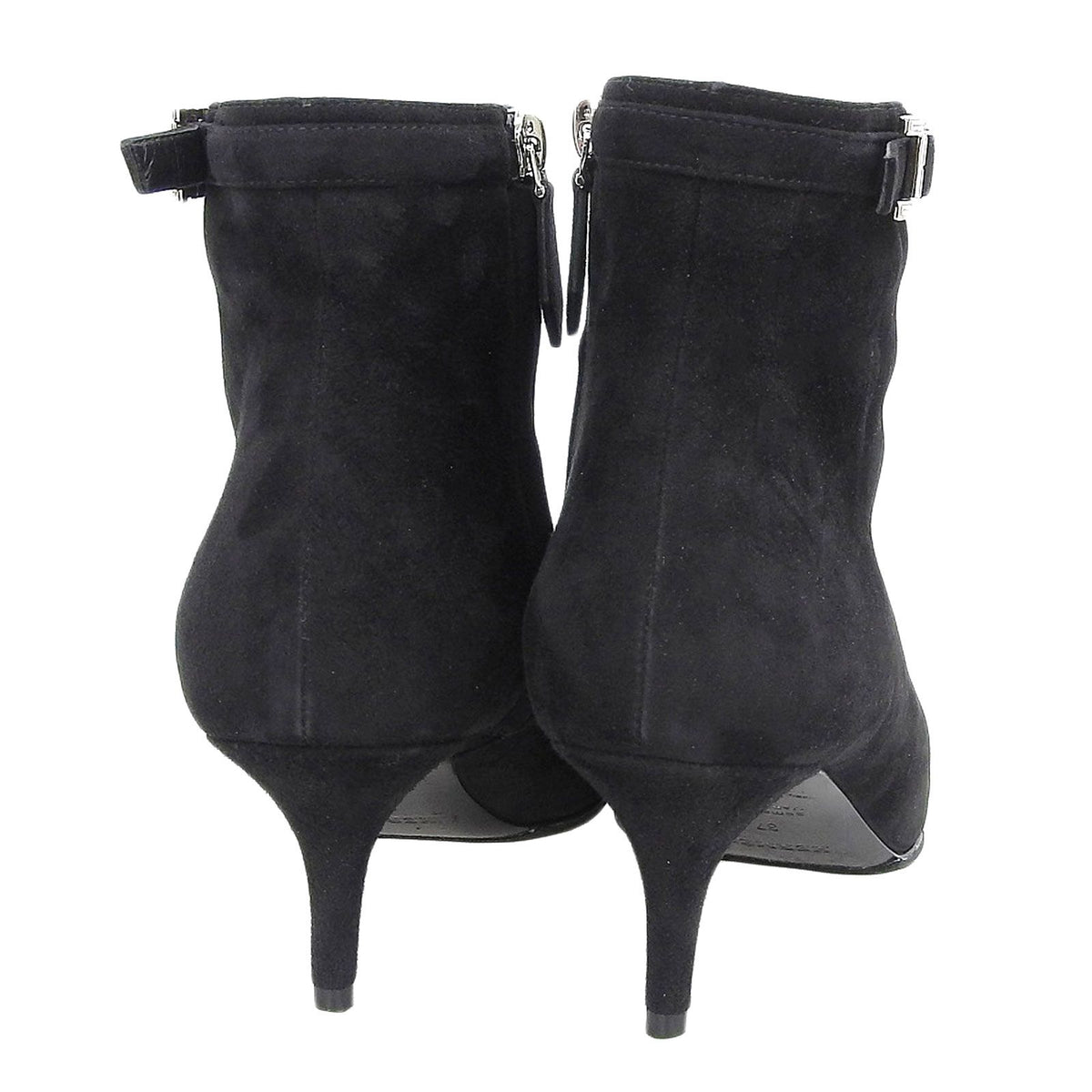 Hermes Blanche Crystal H Buckle Pointed Toe Suede Leather Short Boots — view 5