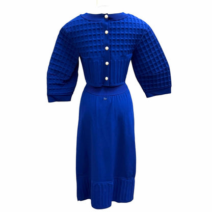 Chanel Pearl CC Logo Button Parts Set Blue Skirt 36 — view 4