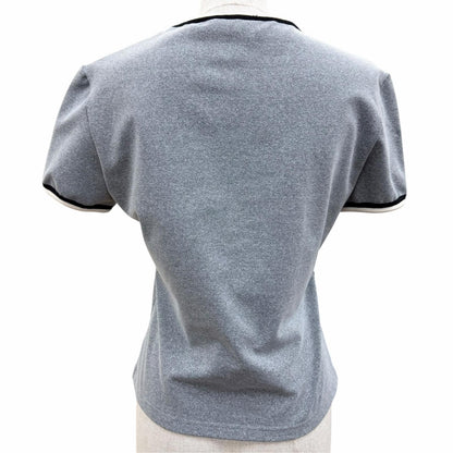 Chanel Vintage 98P CC Logo Embroidery Short Sleeve T-Shirt Top Gray 42 — view 4