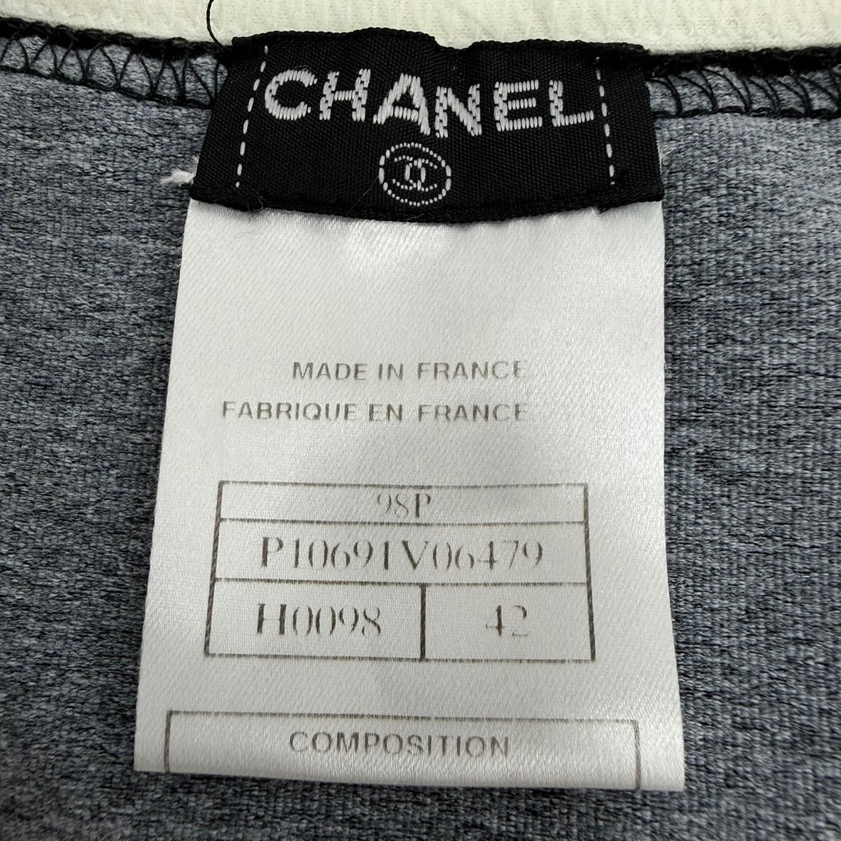 Chanel Vintage 98P CC Logo Embroidery Short Sleeve T-Shirt Top Gray 42 — view 6