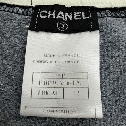 Chanel Vintage 98P CC Logo Embroidery Short Sleeve T-Shirt Top Gray 42 — view 6
