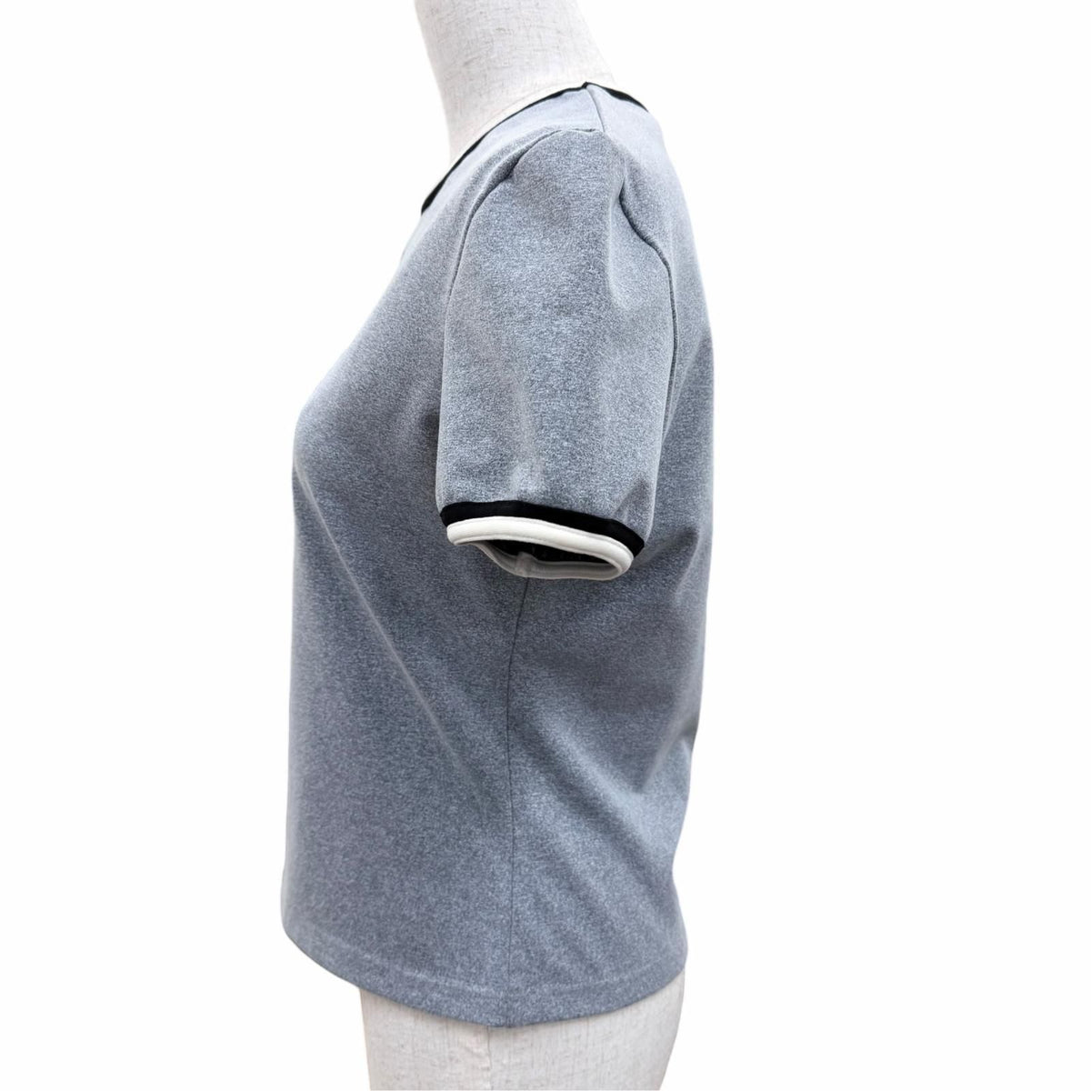 Chanel Vintage 98P CC Logo Embroidery Short Sleeve T-Shirt Top Gray 42 — view 3