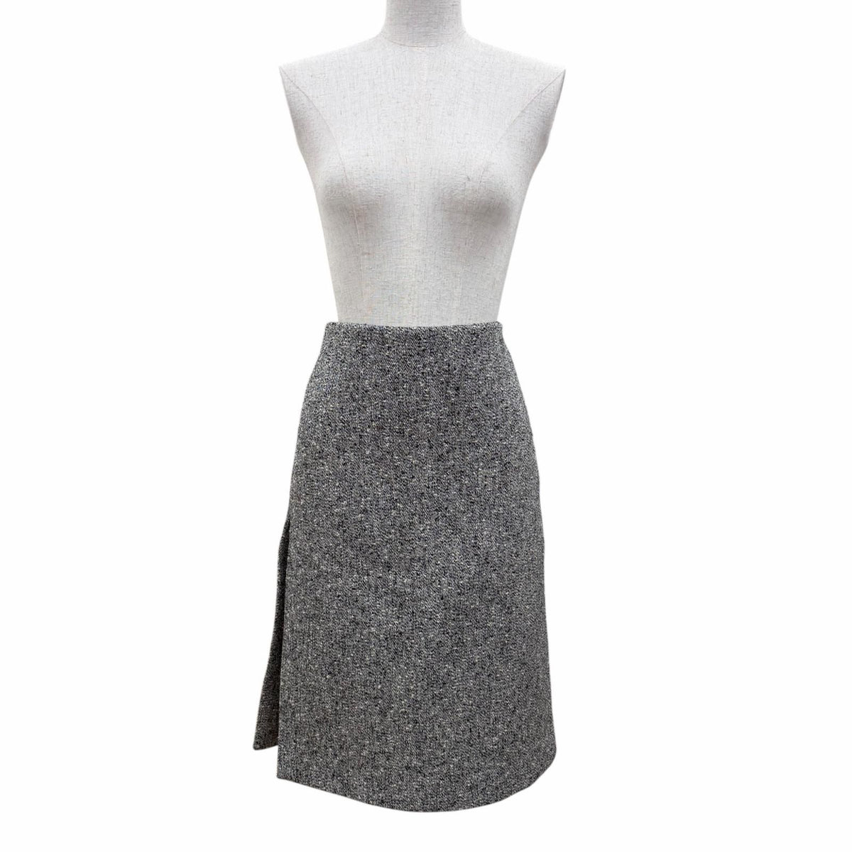 Gucci Side Slit Tweed Skirt Pencil Gray 40 — view 2