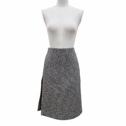 Gucci Side Slit Tweed Skirt Pencil Gray 40 — view 2