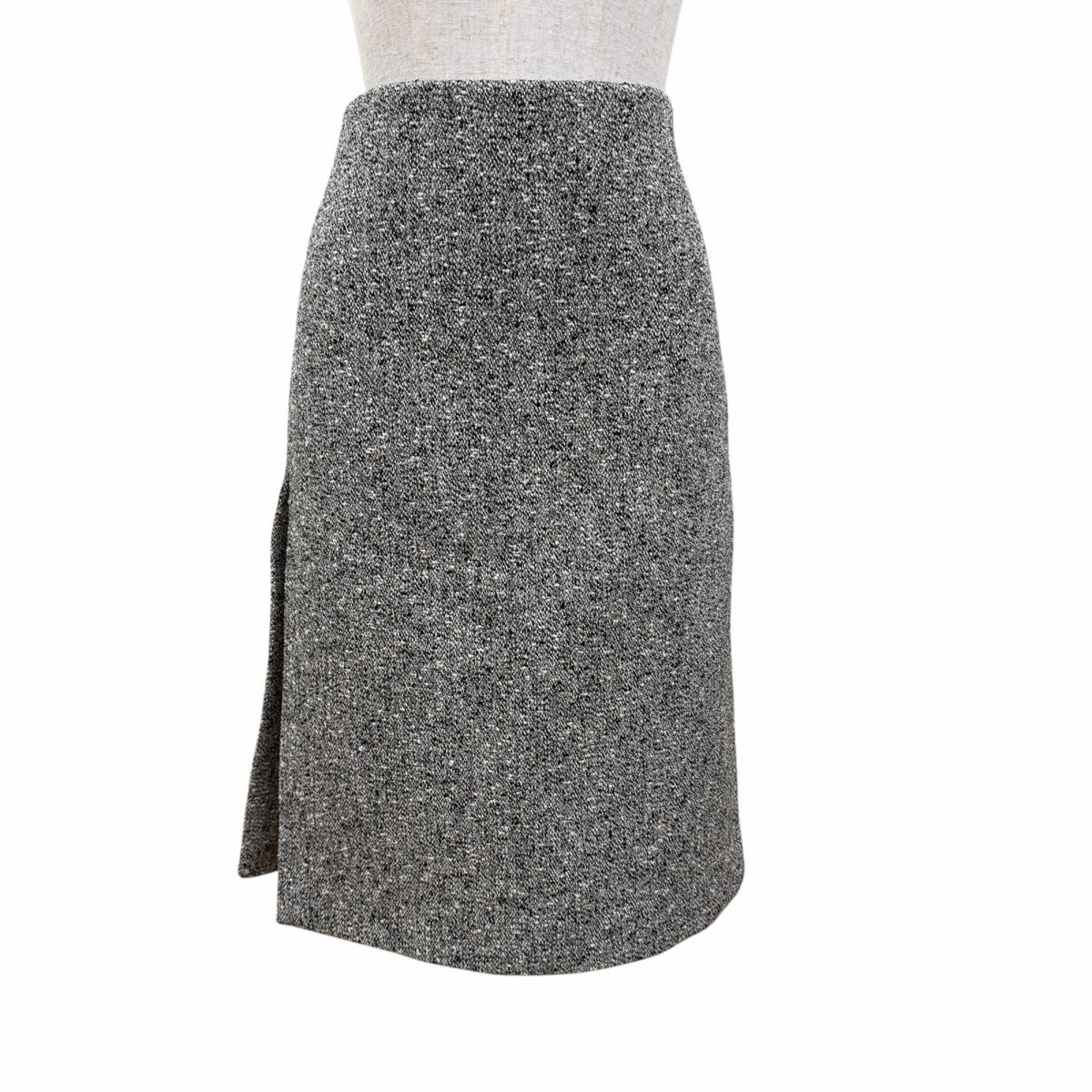 Gucci Side Slit Tweed Skirt Pencil Gray 40