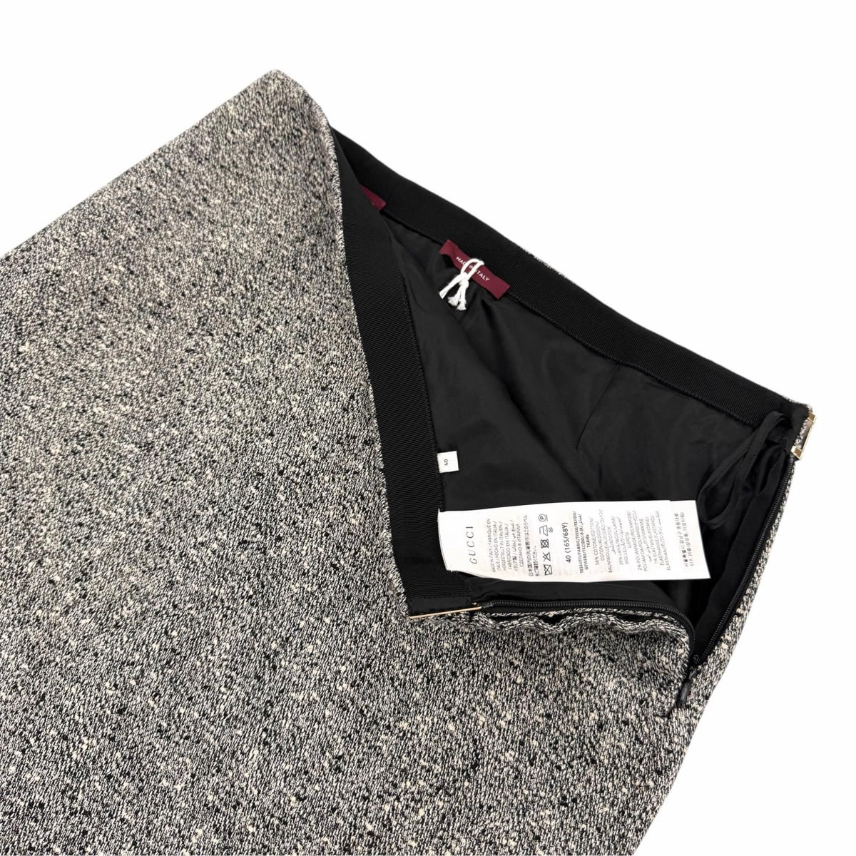 Gucci Side Slit Tweed Skirt Pencil Gray 40 — view 6