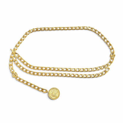 Chanel Vintage CC Logo Medallion Chain Belt Gold — view 3