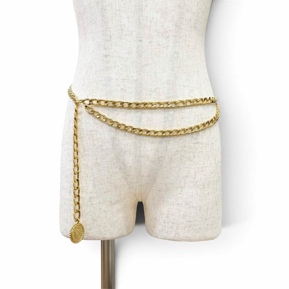Chanel Vintage CC Logo Medallion Chain Belt Gold — view 2
