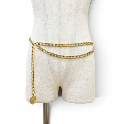 Chanel Vintage CC Logo Medallion Chain Belt Gold — view 2