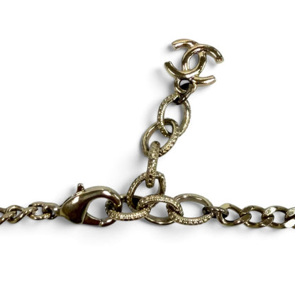 Chanel CC Logo Rhinestone Chain Pendant Gold Black — view 7
