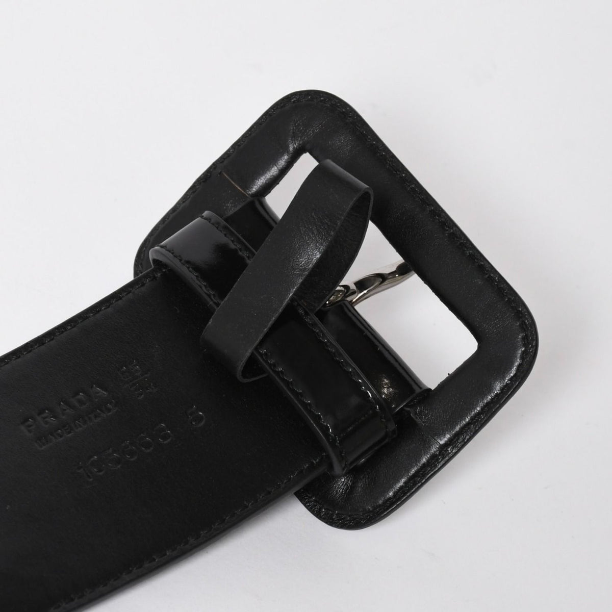 Prada Belt Patent Leather Black White Wine Red 85/34 — view 7